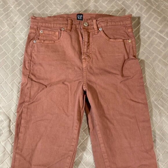Gap Womens 27 Denim Jeans Dusty Pink Skinny Ankle Fray High Rise Stretch - Picture 2 of 12